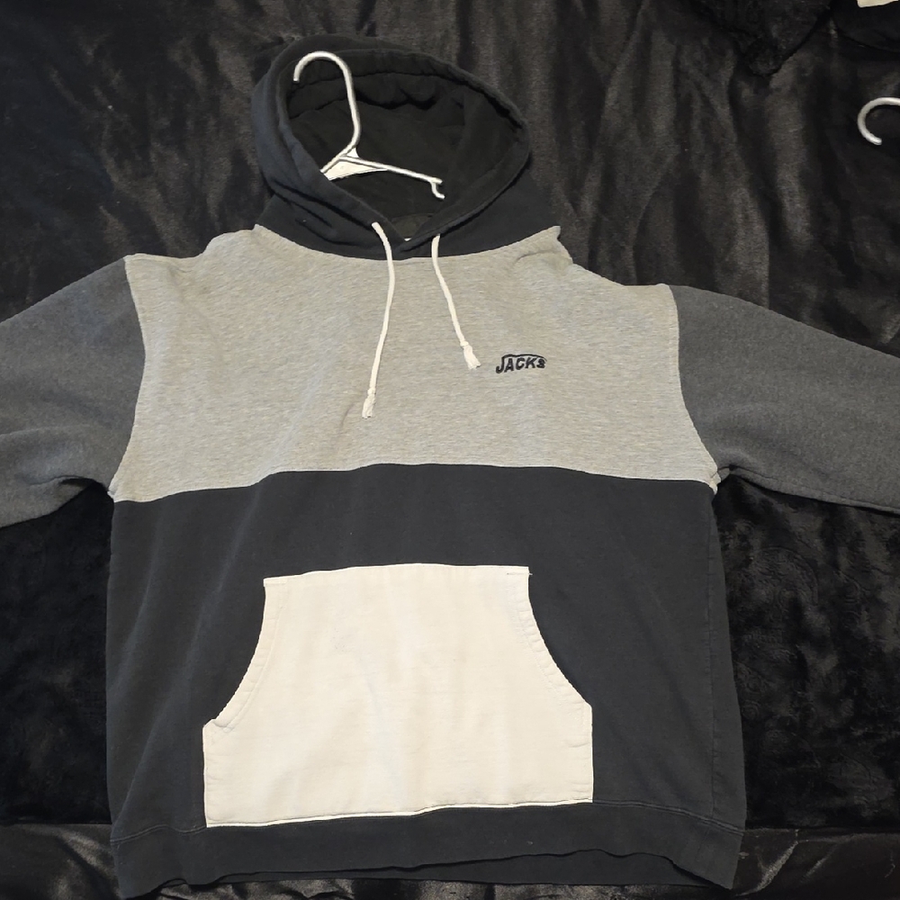 Jack by BB Dakota Black, Gray & White Colorblock Pullover Hoodie